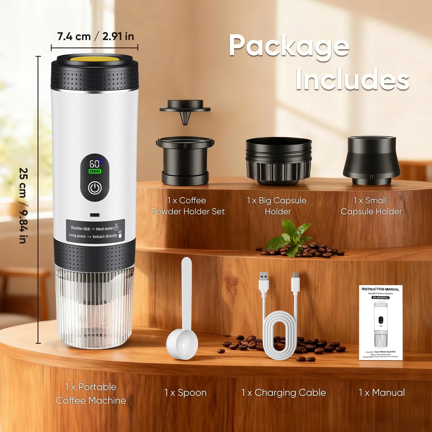 3 in 1 New Upgraded Smart Digital Display Capsule Espresso Coffee Maker Portable Outdoor Concentrated Coffee Machine