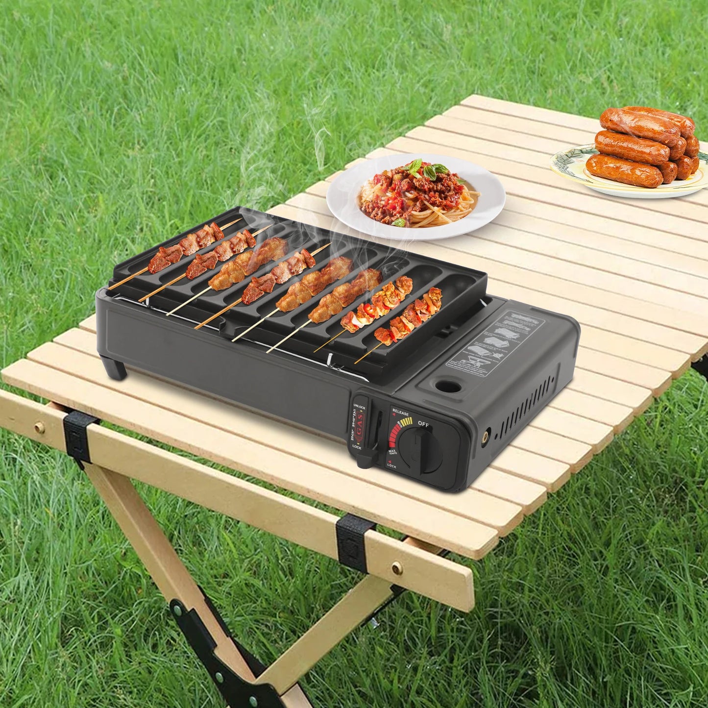 Black Portable Camping Gas Stove High Safety Outdoor Use