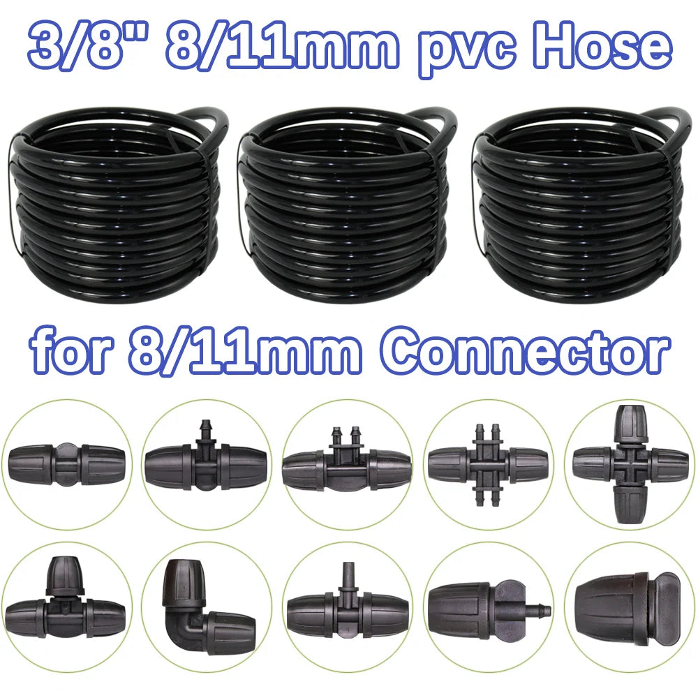 Durable 3/8" 8/11mm PVC Hose Tube for Lawn Potted Plant Greenhouse DIY Drip Sprinkler Watering System Garden Irrigation Supplies