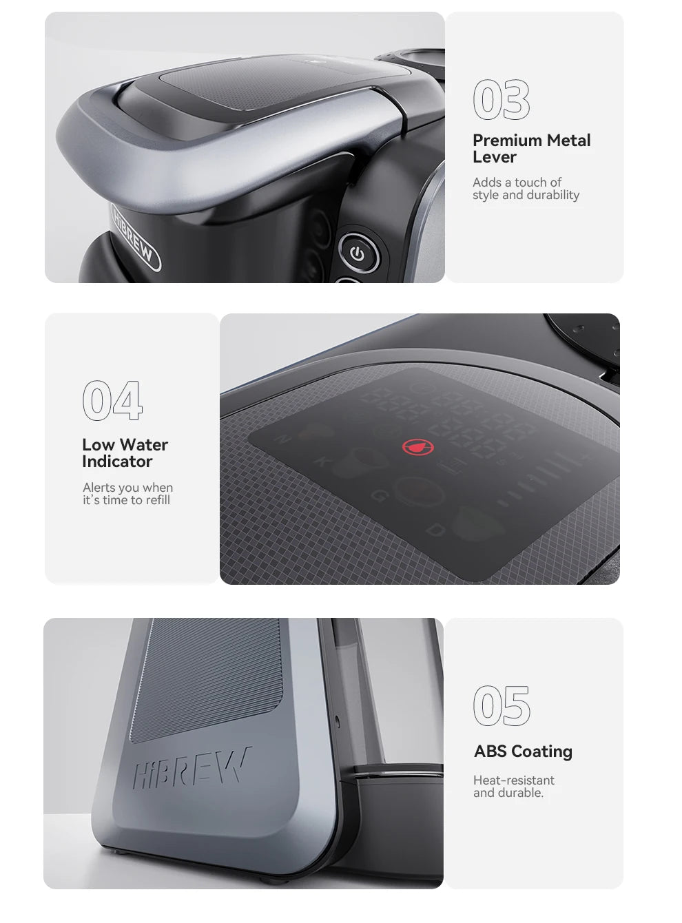HiBREW 6 in 1 Multiple Capsule Coffee Machine Hot/Cold DG Cappuccino Nes Small Capsule ESE Pod Ground Coffee Cafeteria 20Bar H6