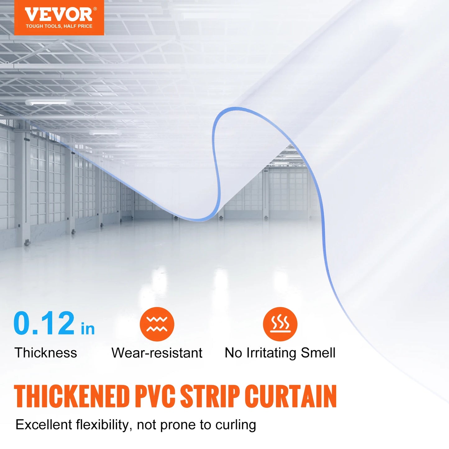 SucceBuy Door Strip Curtain Transparent Windproof PVC Smooth Roll Hanging Curtain Strip Decor Screen Indoor Outdoor for Doorway