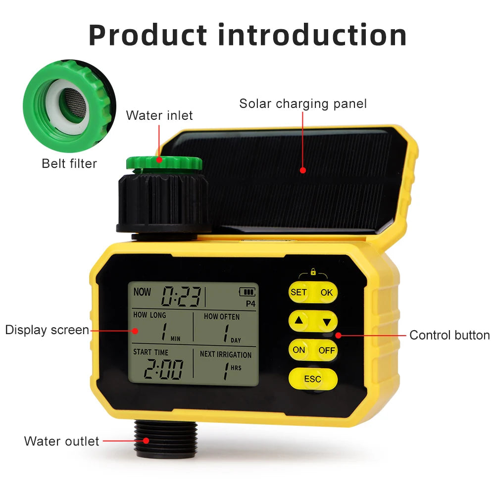 WIFI Solar Irrigation Timing Controller Smart Automatic Irrigation System for Garden Tap Valve Controller with Rain Sensor