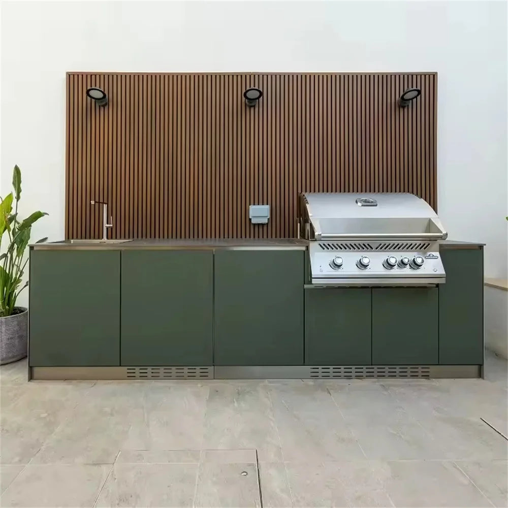 Custom outdoor kitchen Cabinet BBQ grill Oven and Bar Furniture House garden Stainless Steel