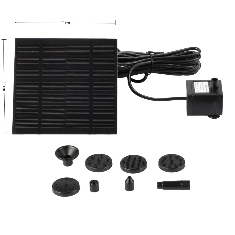 5.5W Solar Fountain Pump Built-in 5000mAh Battery, Solar Powered Water Fountain Pump with LED Lights for Pond, Garden