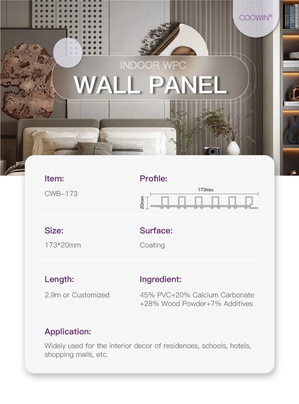 Outdoor WPC Wall Panel 24x48 Inch UV Resistant & IP68 Waterproof, Fireproof Exterior Cladding for Facade/Balcony, Snap Lock Syst
