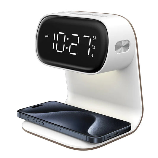 Multifunctional alarm clock with night light, wireless charging clock, holiday couple gift, three brightness adjustment clock