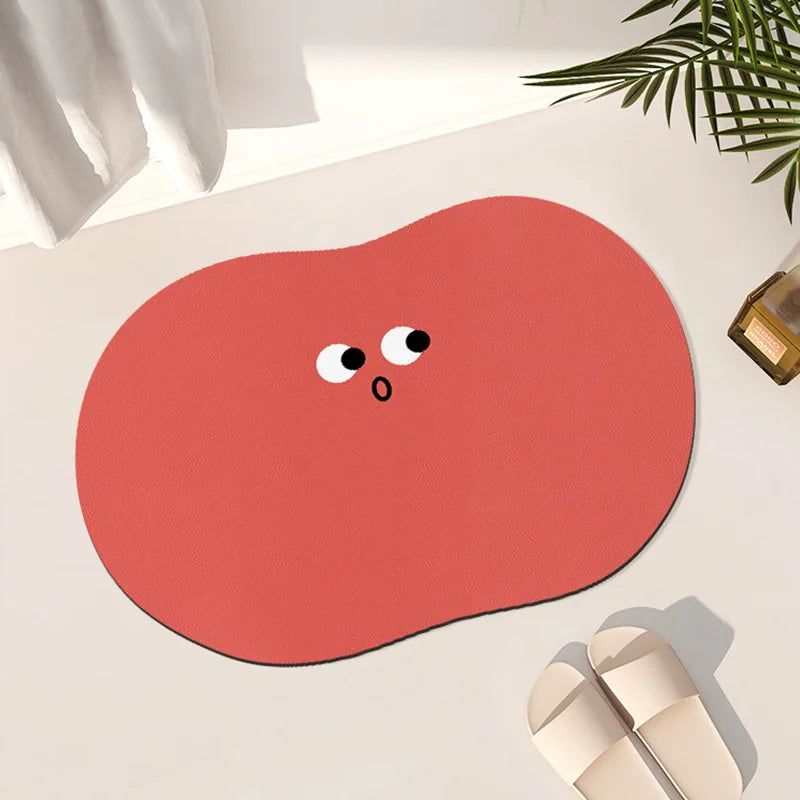 Cartoon funny expression irregular bathroom non-slip mat toilet door absorbent floor mat household diatom mud floor mat