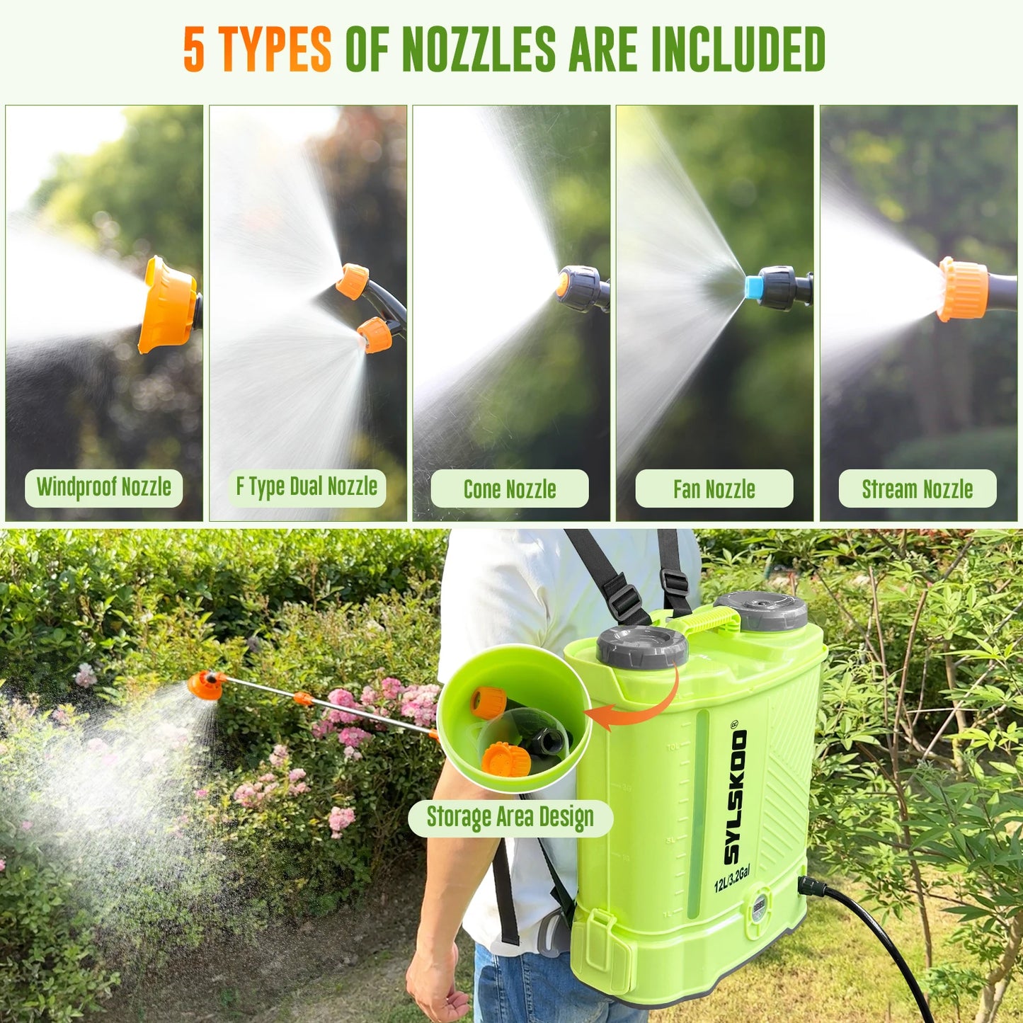 3.2 Gallon Backpack Electric Sprayer 80 PSI Battery-powered garden sprayer compatible with 18V batteries. Perfect for lawn care, weed control, and easy outdoor spraying.
