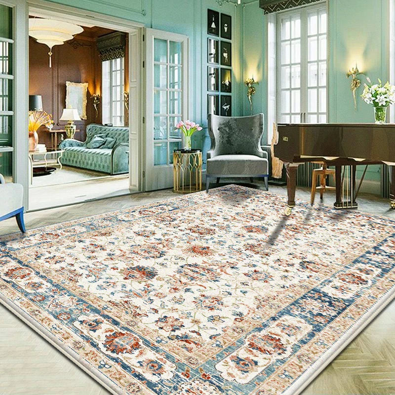 Persian Style Easy Cleaning Carpet for Living Room Retro Room Decoration Aesthetic Non-slip Lounge Rug European Tatami Mat