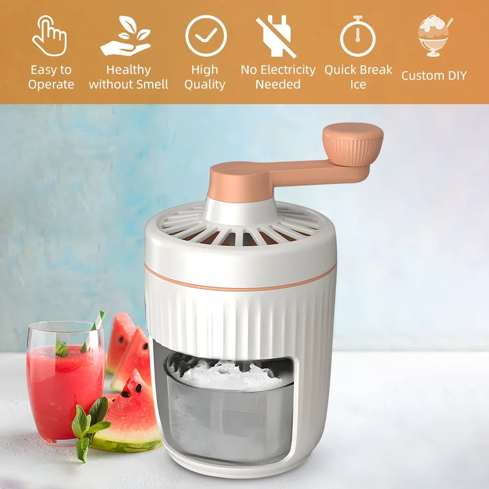 Household Hand Ice Crusher Stainless Steel Blade Fast Ice Crushing Removable Cleaning Slushie Maker Machine  Ice Crusher Summer