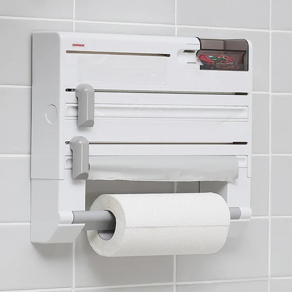 4/6-in-1 Plastic Wrap Tissue Dispenser with Cutter, Refrigerator Magnetic Tissue Holder