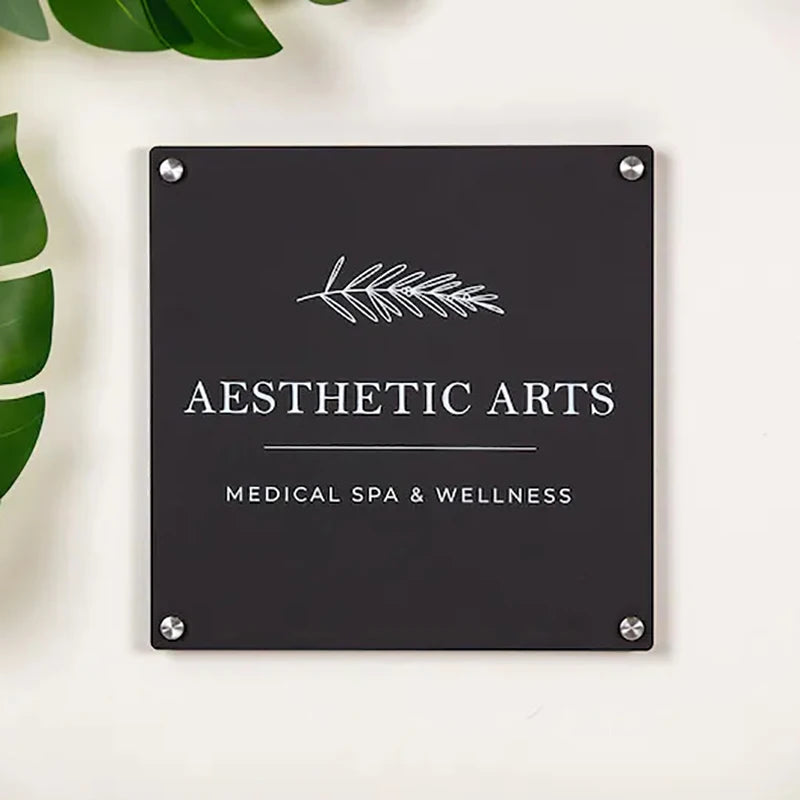 Custom Acrylic Business Sign UV Printed Logo Perspex Plate Beauty Salon Nails Studio Wall Aesthetic Decor Office Signage Plaque