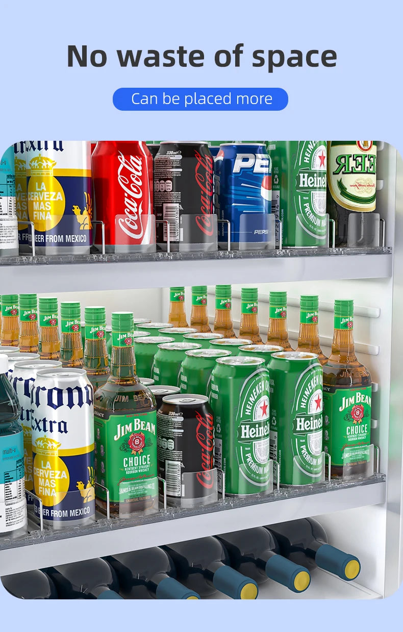 Beverage Spring Pusher Glide for Fridge Automatic Drink Propeller Bottle Rack Cans Organizer Refrigerator Drink Dispenser Shelf