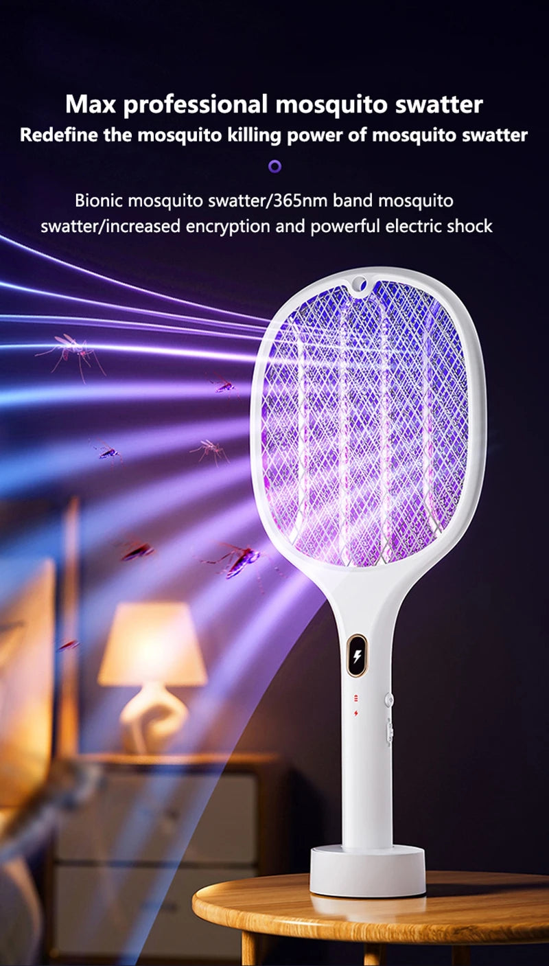 Multi Functional Bug Zapper Racket Usb Rechargeable Mosquito Killer Safe 3 In 1 Electric Mosquito Swatter Pest Control Supplies