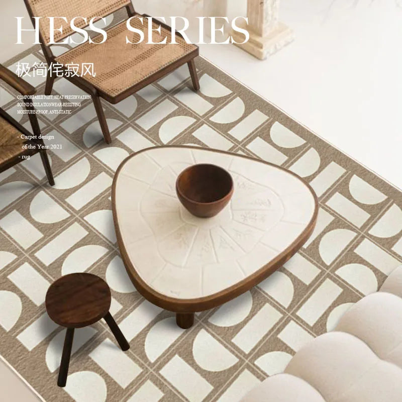 French Retro Rugs for Bedroom Checkerboard Living Room Decoration Carpet Ins Wind Plaid Bedside Floor Mat Large Area Plush Rug