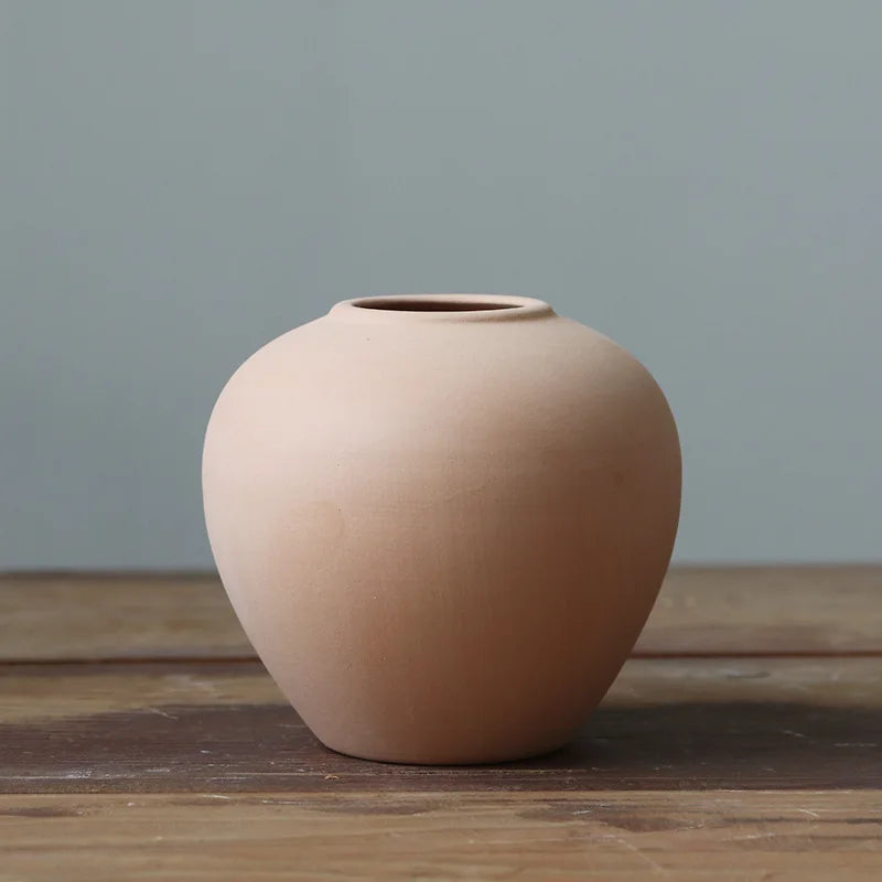 Nordic Modern Vegetarian Ceramic Vase Home Living Room Decoration Ornaments Dried Flower Arrangement Retro Pastoral Vase Crafts