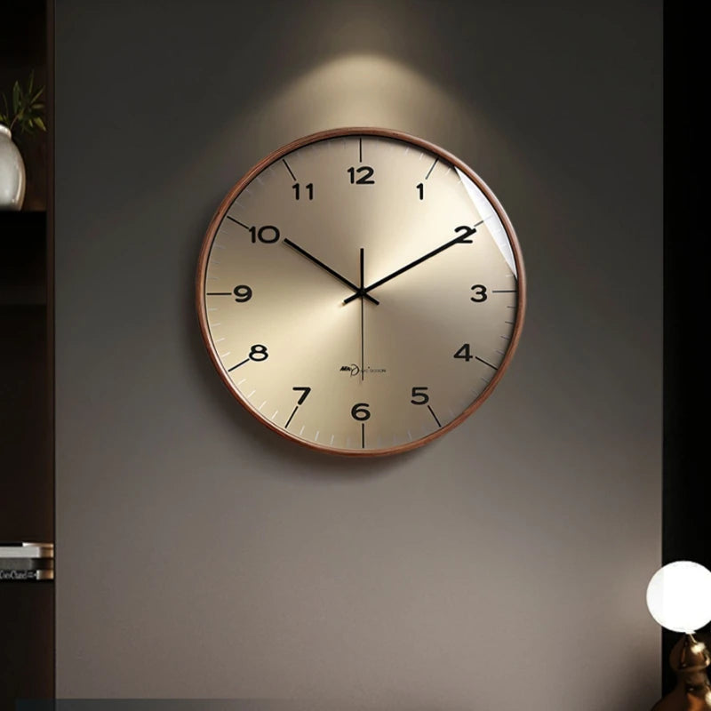 New modern simple solid wood wall clock living room household wall decoration clock
