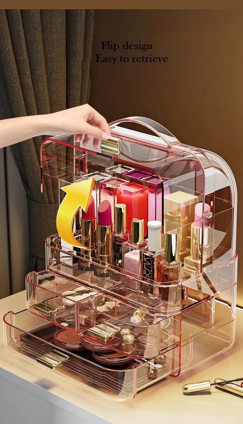 25 Transparent Lipstick Holder With Lid Lip Gloss Storage Stand Small Makeup Organzier With Handle Cosmetics Storage Display Box