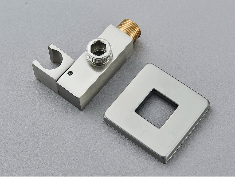 Poiqihy Chrome Shower Head Holder Handheld Shower Spray Bracket Wall Mounted Bidet Sprayer Holder Concealed Faucet Accessory
