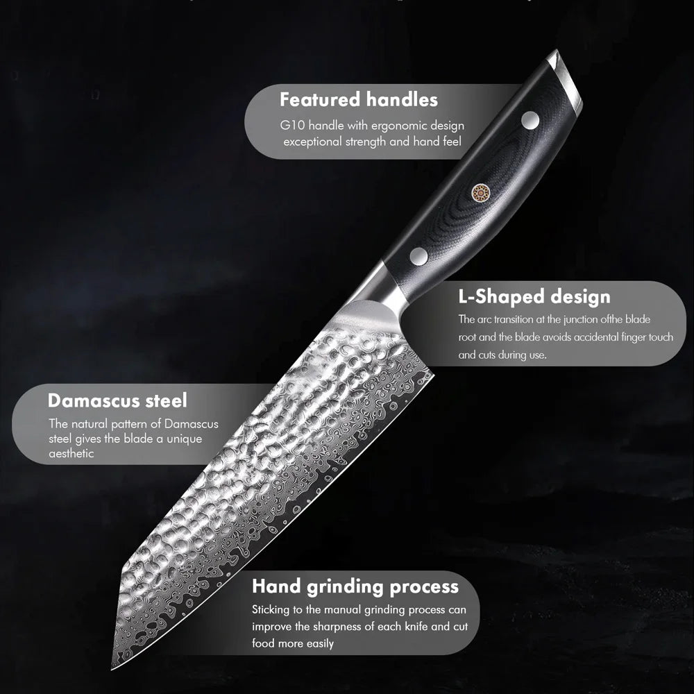 MOSTODOZO 6-inch Japanese Style Bunka Knife Damascus Steel Slicer Meat Utility Fruit Professional Kitchen Kiritsuke Chef Knives