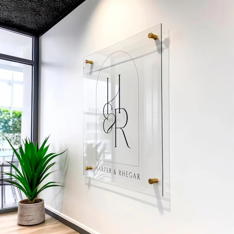 Custom Acrylic Business Sign UV Printed Logo Perspex Plate Beauty Salon Nails Studio Wall Aesthetic Decor Office Signage Plaque