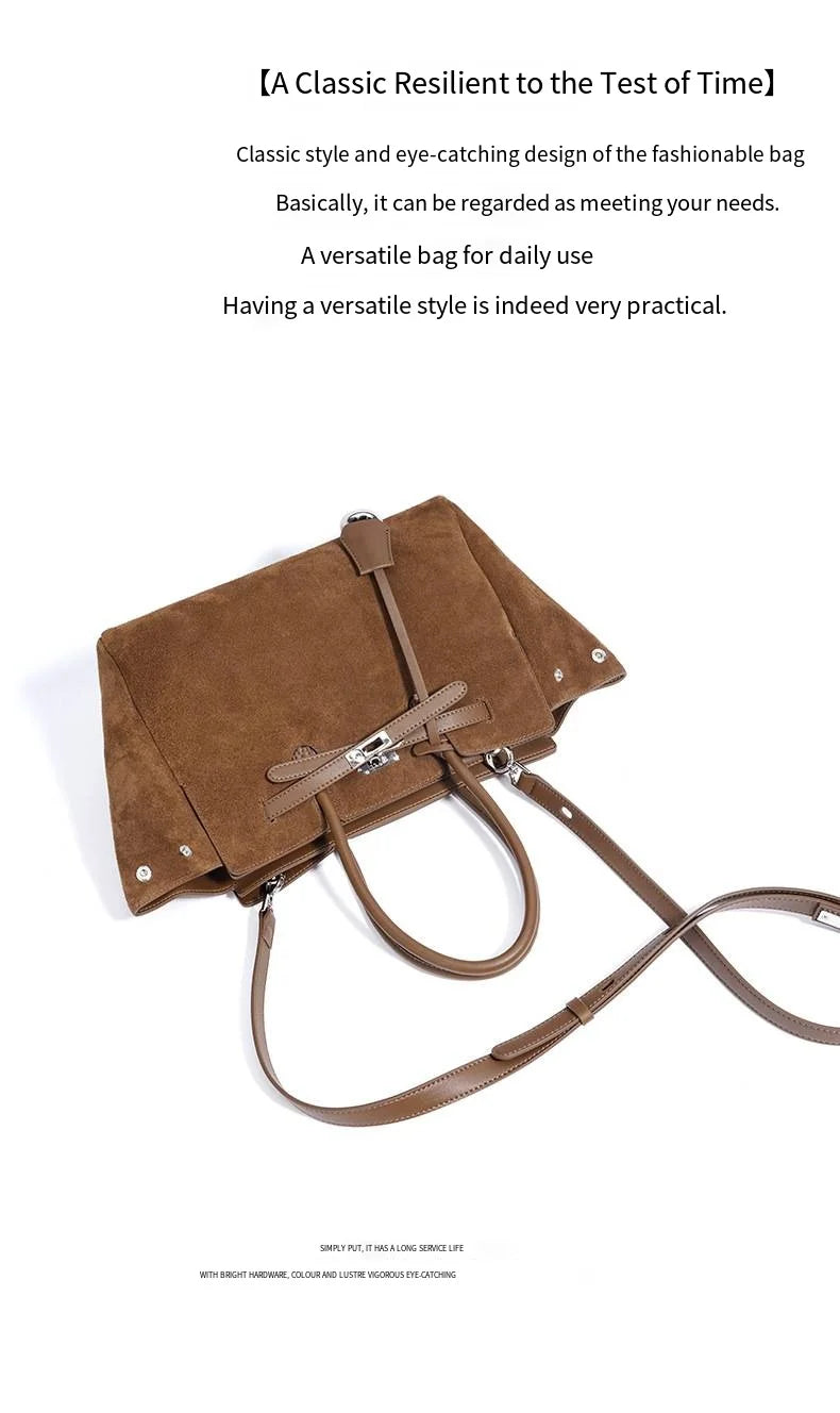 Early Autumn Retro Suede Tote Bag Women's New Versatile Single oulder Bag Commuter Bag Handbag for Outdoor Use