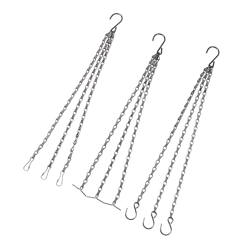 40cm Rattan Hanging Pendant Chain Flowers Basket Chain Flower Pot Hydroponic Plants Grow Tools Garden Decorations With 3 Hooks