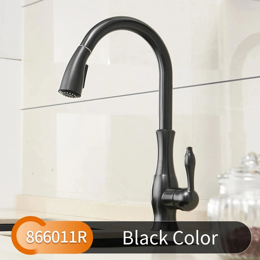 Gold Kitchen Faucets Silver Single Handle Pull Out Kitchen Tap Single Hole Handle Swivel Degree Water Mixer Tap Mixer Tap 866011