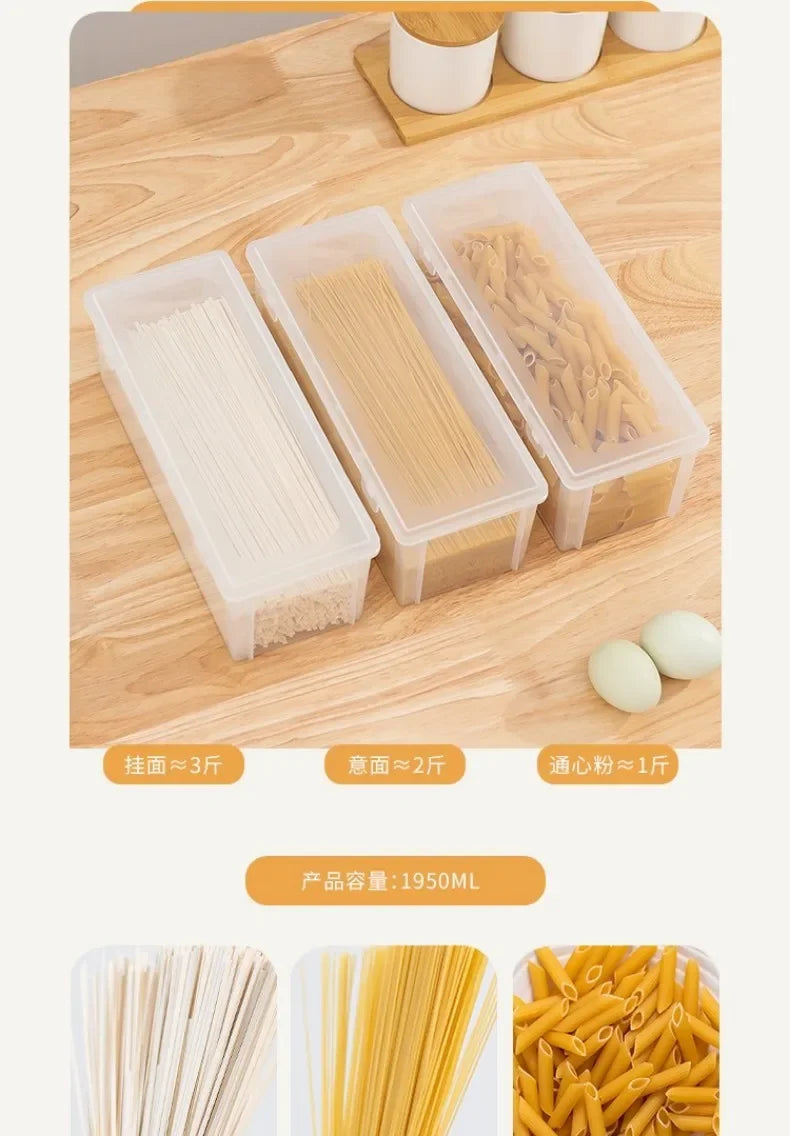 Noodle Storage Box Rectangular Plastic Refrigerator Food Preservation Box Kitchen with Lid Multi-grain Noodles Sealed Box