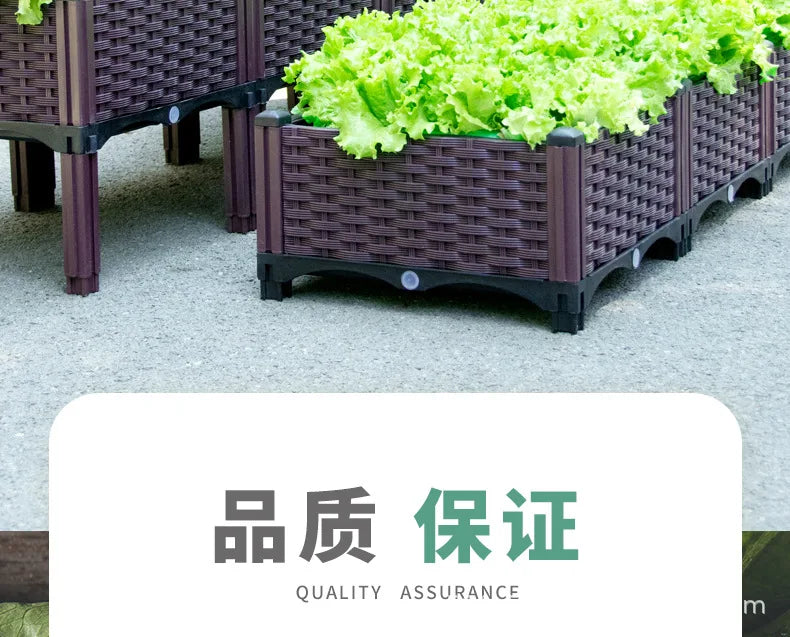 Vegetable Growing Box: Outdoor/Courtyard/Rooftop/Balcony Large Thickened Plastic Planter Trough