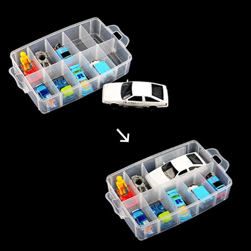 3 Tier 18-Grid Transparent Adjustable Stackable Compartment Slot Plastic Storage Box For Organizing Toys Jewelry Accessories