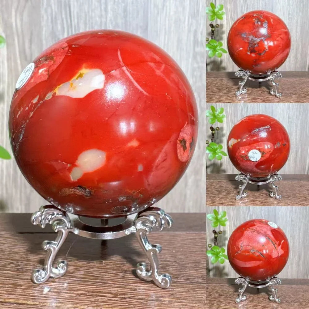 Natural Mookaite Geode Crystal Sphere – Unique Décor Raw cracked stone design with stand. Perfect for home décor, Reiki energy, and meaningful gift ideas.