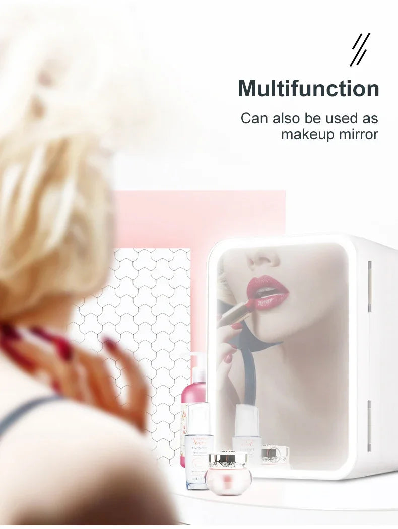 Mini Fridge Camping Cosmetics 4L Portable Small Mirror Refrigerators for Car and Home Dual-use Makeup Home Camping Cooler