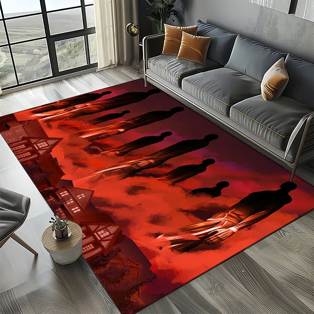 2025 Attack on Titan Eren Anime Cartoon Carpet Rug for Bedroom Living Room Home Sofa Decoration,kids Play Decor Floor Mat Gift