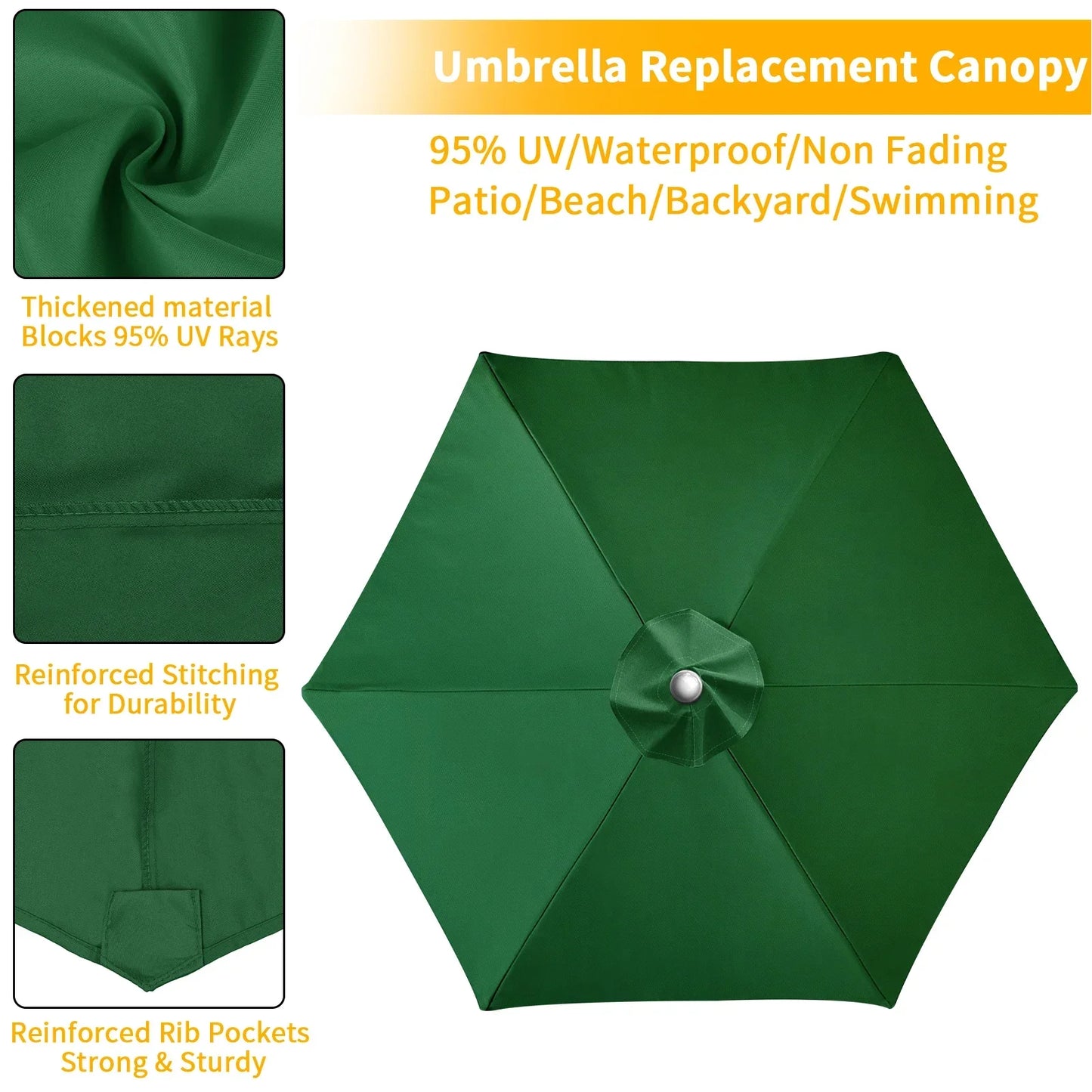 Replaceable Parasol Top Cloth Garden Outdoor Patio Canopy Umbrella Cover Sunshade Garden Canopy UV Protection 2m/2.5m/2.7m/3m