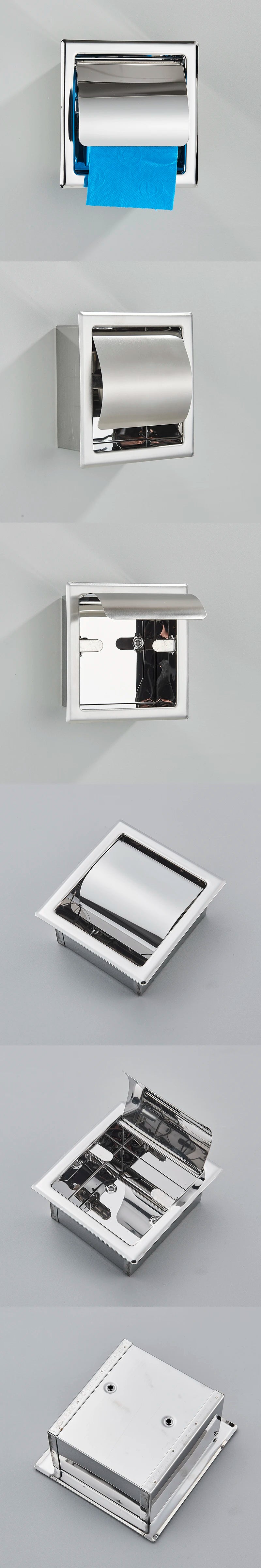 Bathroom Toilet Paper Holder 304 Stainless Steel Waterproof Roll Paper Box Black Tissue Box Holder Bathroom Hardware Accessories