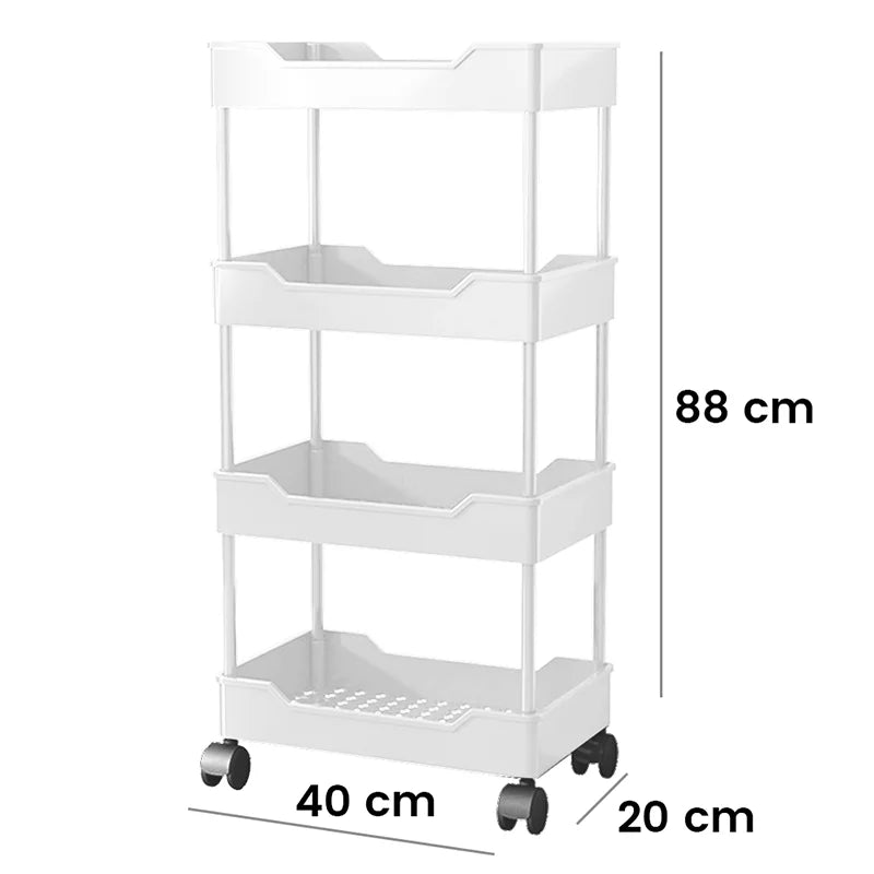 [UK Stock] Multi-Layer Trolley Rack Kitchen Floor Bedroom Organizer Cart Wheeled Bathroom Storage Rack Shelves Kitchen