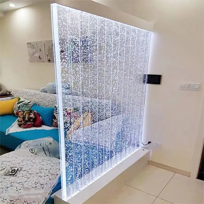 Modern Custom Home Decoration LED Water Bubble Wall 16 Color Acrylic Panel Wall Partition Room Divider Design Waterfall Fountain