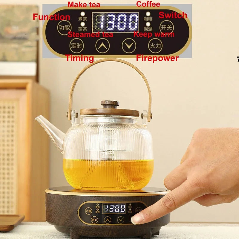 220V Electric Ceramic Stove Tea Stove Electric Hot Plate Heater Stove 7 Gear Heating Furnace Smart Tea Maker Water Boiler 1300W