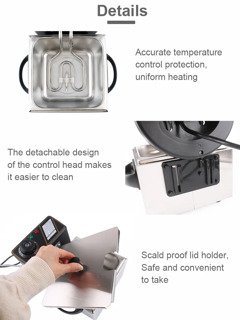 Household 2L Multifunction Electric Deep Oil Fryer Stainless Steel Grill Oven Chicken French Fries Oil Frying Machine Hot Pot
