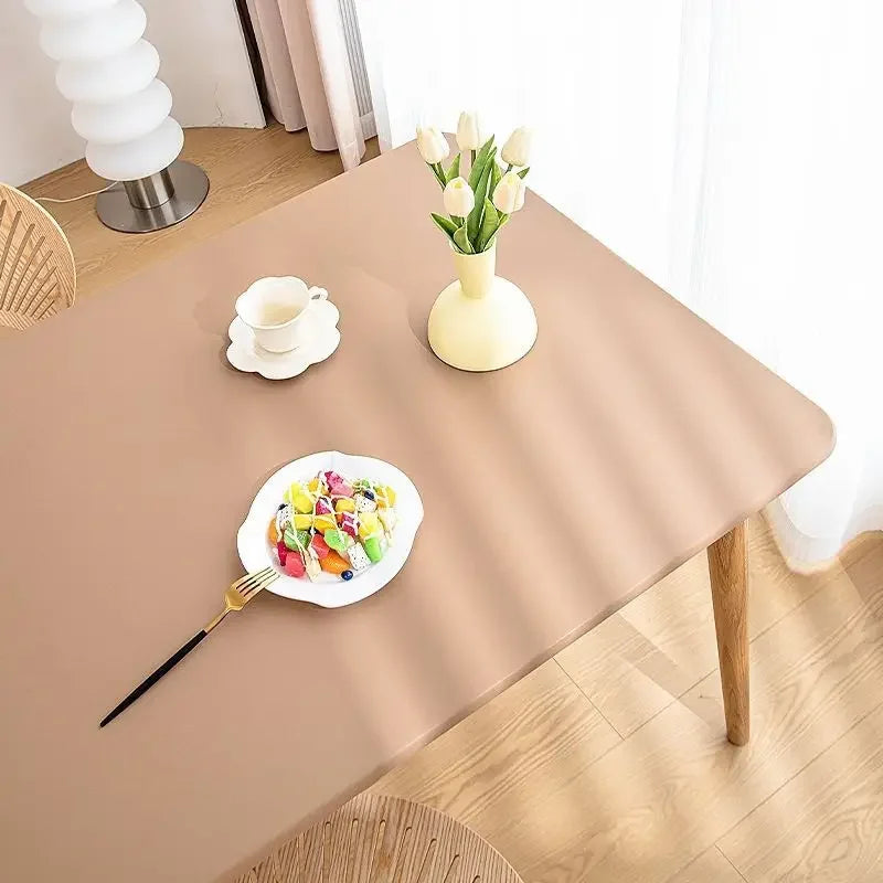 90 x 180cm Leather surface Waterproof Oil-proof Tablecloth Cover for Dining Table Square Surrounded Table Mat Elastic Protection