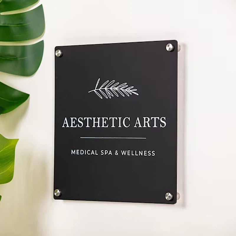 Custom Acrylic Business Sign UV Printed Logo Perspex Plate Beauty Salon Nails Studio Wall Aesthetic Decor Office Signage Plaque