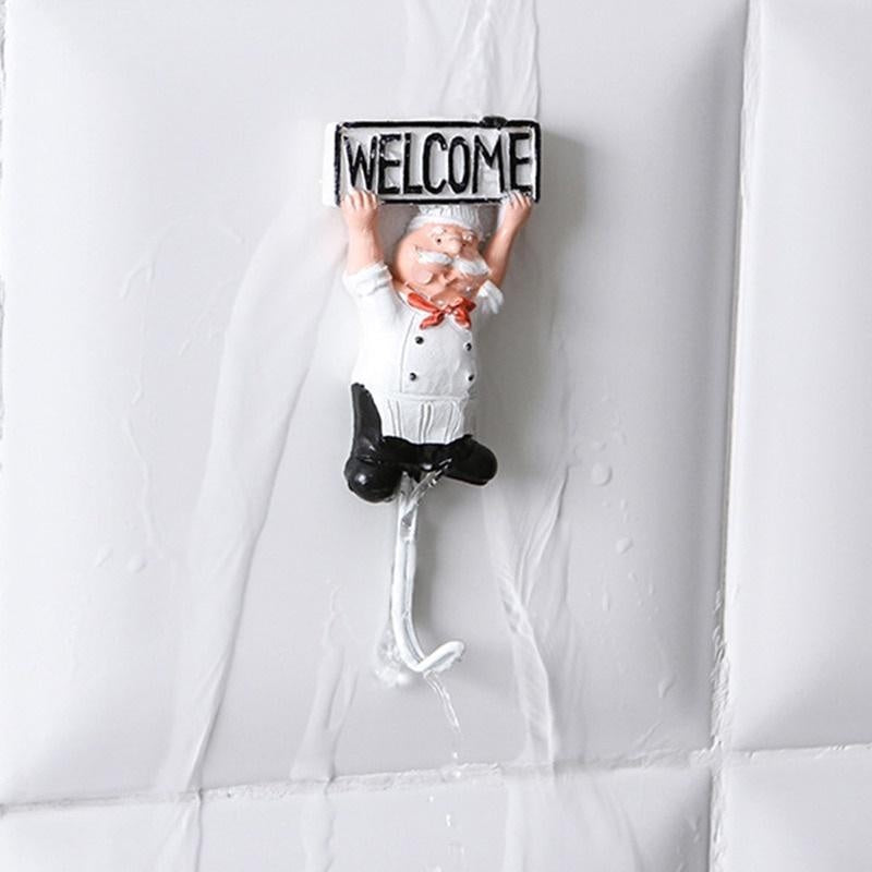 1Pc Kitchen Creative Chef Cartoon Storage Rack Hooks Wall Hanger Kitchen Hooks for Utensils Wall Hooks Kitchen Accessories