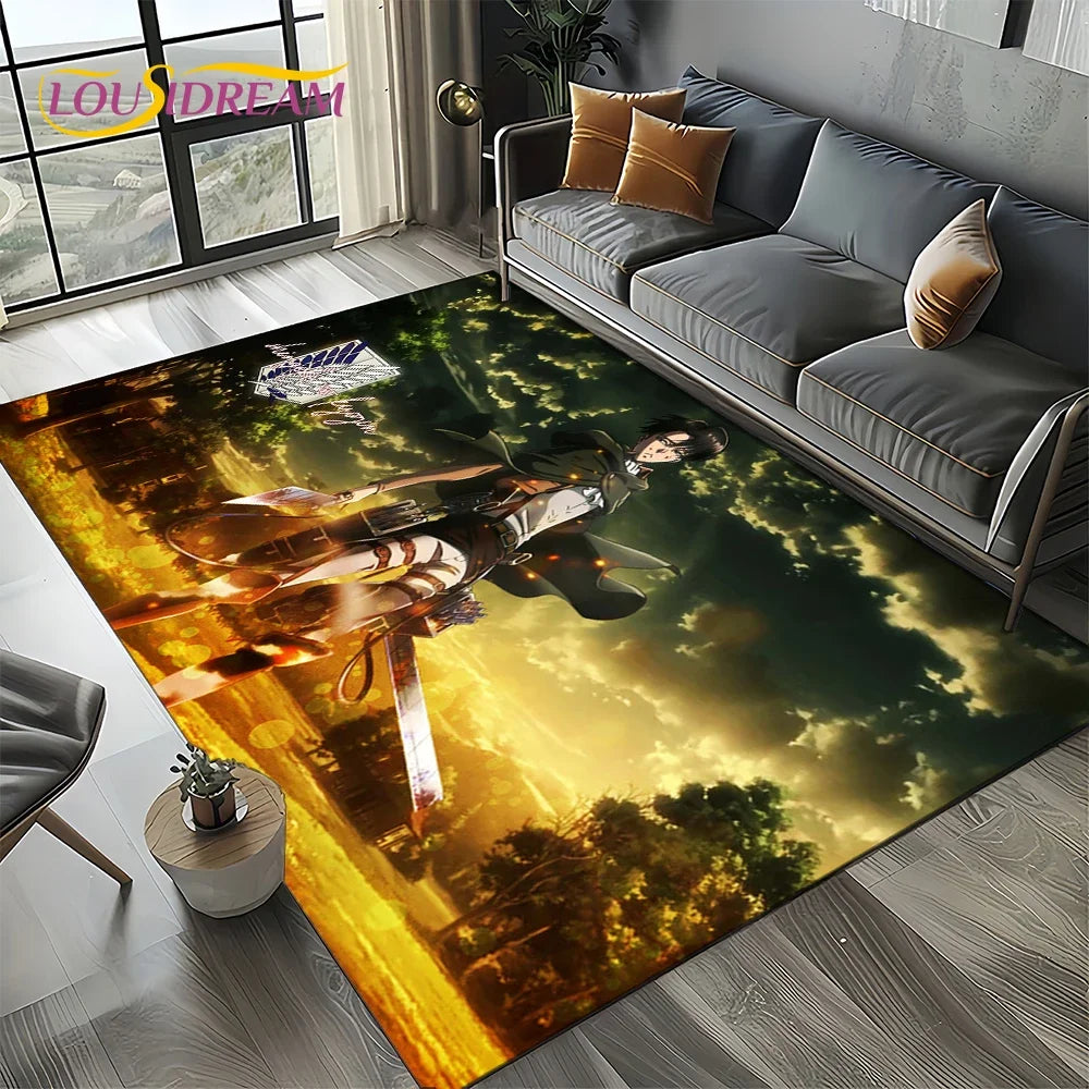 2025 Attack on Titan Eren Anime Cartoon Carpet Rug for Bedroom Living Room Home Sofa Decoration,kids Play Decor Floor Mat Gift