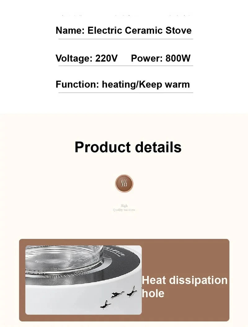 220V Mini Electric Stove Boiling Water Stove Household Tea Making Machine Multi-function Coffee Tea Heater Heating Stove 800W
