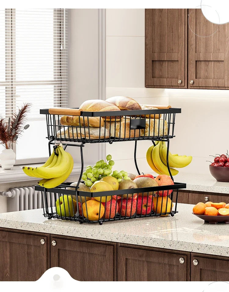 Kitchen Organizer Shelf Double Layer Seasoning Vegetables Fruits Holder Assembly Bathroom Cosmetic Removable Stand Storage Shelf