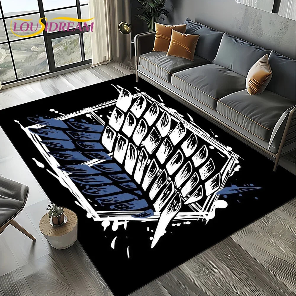 2025 Attack on Titan Eren Anime Cartoon Carpet Rug for Bedroom Living Room Home Sofa Decoration,kids Play Decor Floor Mat Gift