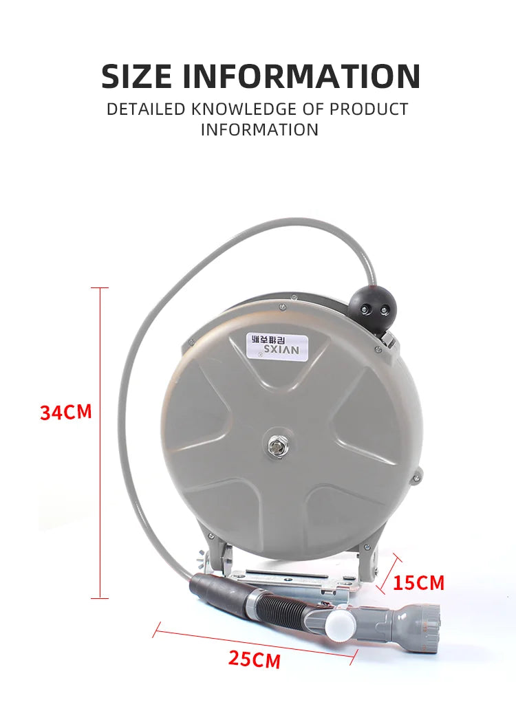 Automatic Retractable and recycling Hose Reel Car Wash Garden Irrigation Water Tube Holder Wall Mount High Pressure Waterpipes