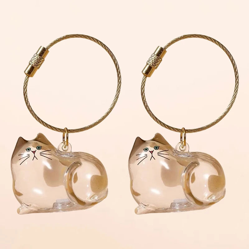 2Pcs Transparent Cat Fur Storage Box Pendant Cat Hair Capsule Commemorative Collection Bag Pendant Keychain Cat Accessories