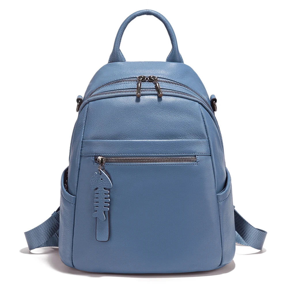 Soft Leather Women’s Backpack Large Capacity Crafted from premium cowhide leather with wide shoulder straps and multiple pockets. Stylish, durable, and perfect for everyday use.